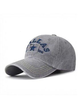 Dallas Distressed Baseball Hat, Gray, Embroidered, Adjustable Size (Adult)
